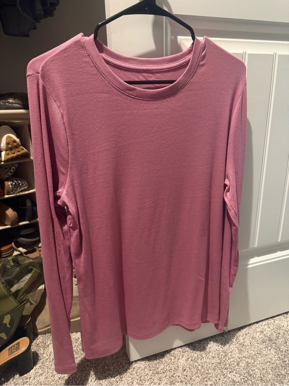 A NEW DAY - Women’s Long-Sleeve Ribbed Crewneck Top in Dusty Rose